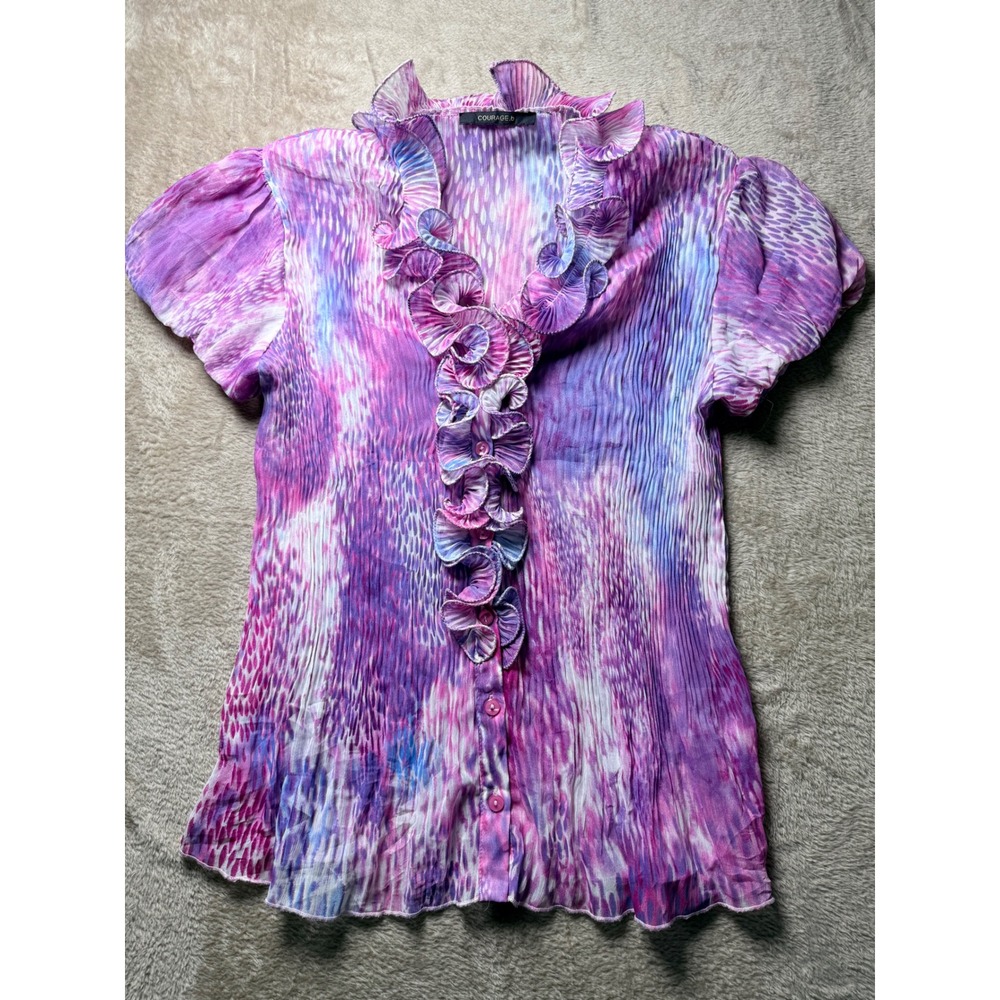 Courage.b  Pleated Ruffle Top y2K Euro Fairycore Mermaidcore Whimsigoth Artsy